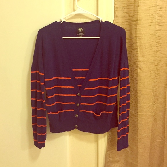 Navy Blue and Coral AE Cardigan