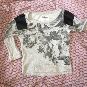 XS Gray and Black Floral Sweater