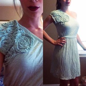 Breezy summer dress- one-shoulder, seafoam green