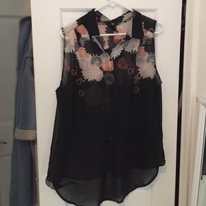 H&M black blouse with floral details