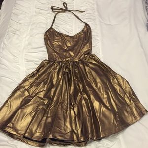Gold American Apparel skater dress