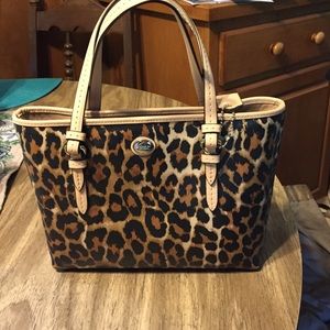 Authentic coach leopard handbag