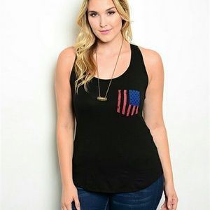 New Junior's Boutique American flag pocket top 3X