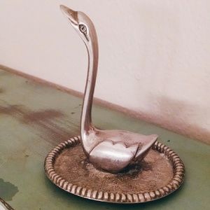 *sold*Vintage silver Swan ring holder tree