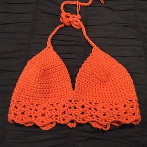 crochet burnt orange top