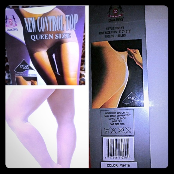 🖤Control top Queen size white pantyhose - Picture 1 of 4