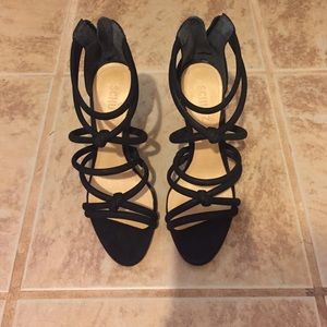 Schutz Strappy Black Heels