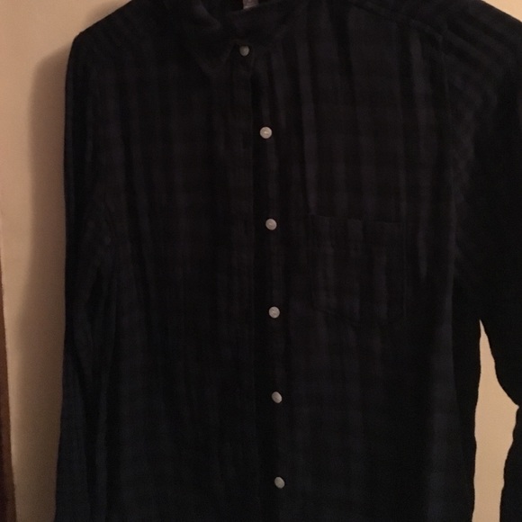 Black and Dark Blue Checkered Flannel