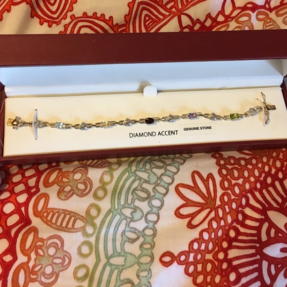 18KT gold over sterling silver w/ genuine stones