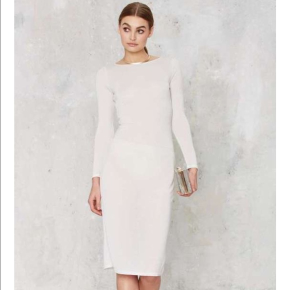 White sheer body con dress
