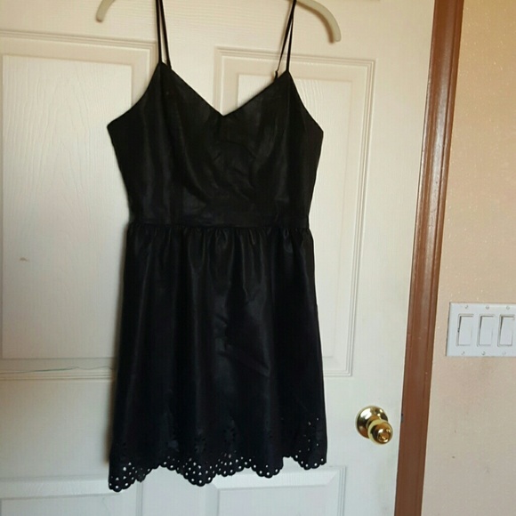 Black Leather Spaghetti Straps Skater Dress