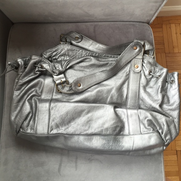 Gerard Darel 24h silver leather handbag