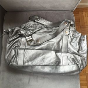 Gerard Darel 24h silver leather handbag