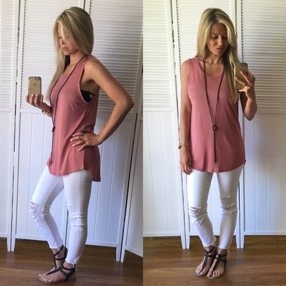 SOLD OUT•Dusty Rose Loose Tank - Picture 4 of 4