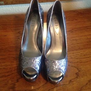 Guess high healed open toe shoes