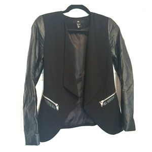 Blazer with Leather Sleeves