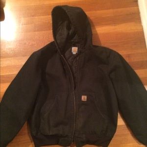 Carhartt men's large hooded work coat (black)