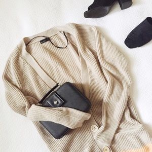 ASOS Beige / Tan / Neon Orange Cardigan Sweater