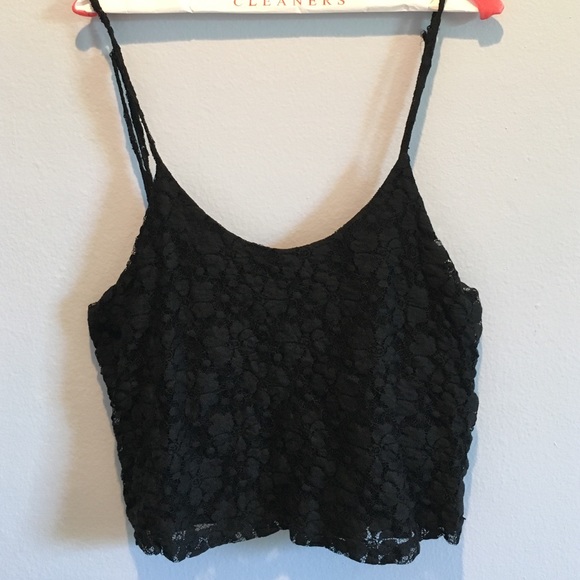 Olivaceous Lacey Mesh Cropped Tank Top Blouse