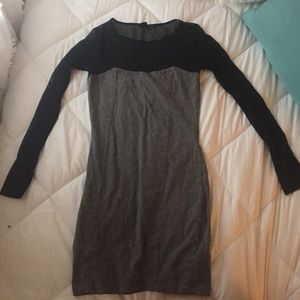 Body con dress with sheer black sleeves