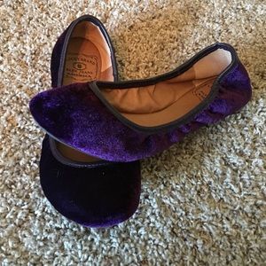 Purple velvet flats