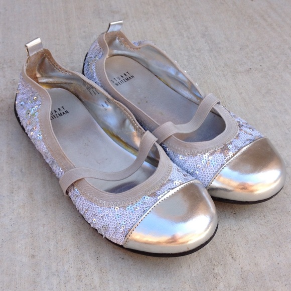 Stuart Weitzman silver sequined flats
