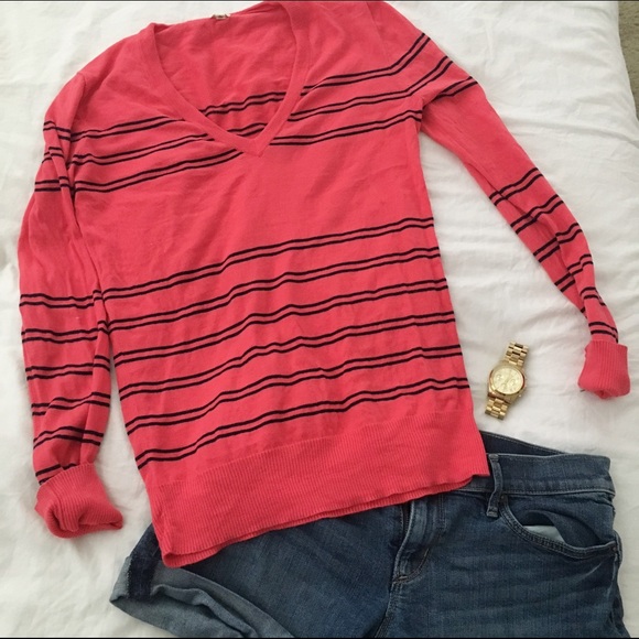 Pink Striped JCrew Sweater