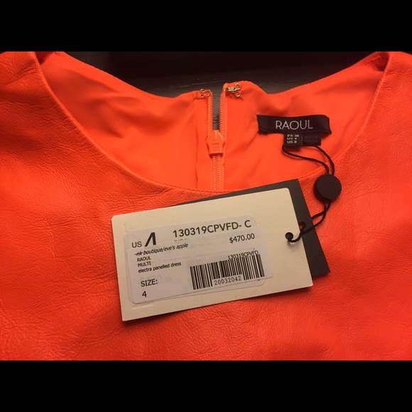 Raoul Electra Leather Paneled Crepe Tweed Dress 4 - Picture 3 of 3