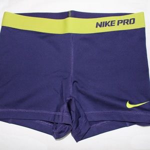 Nike Pro 2.5in Spandex: Purple with Green Band