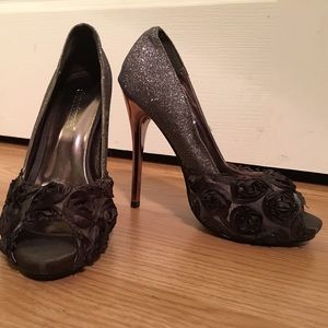 Glitter and floral heels