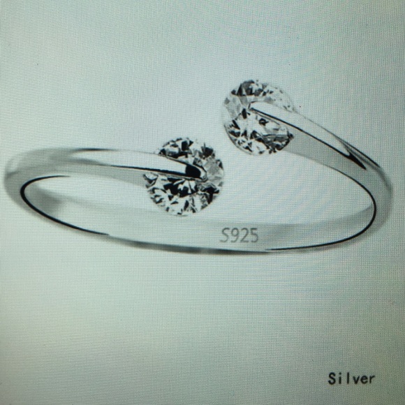 Simple Elegant Silver # S925 Crystal Ring Sz Adj - Picture 1 of 4