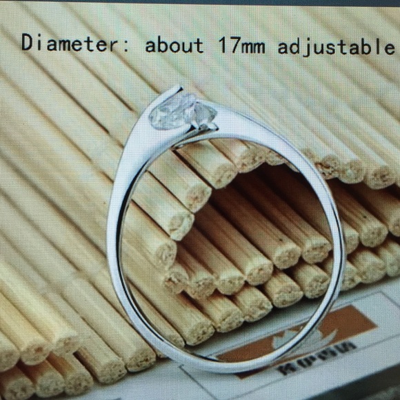 Simple Elegant Silver # S925 Crystal Ring Sz Adj - Picture 2 of 4