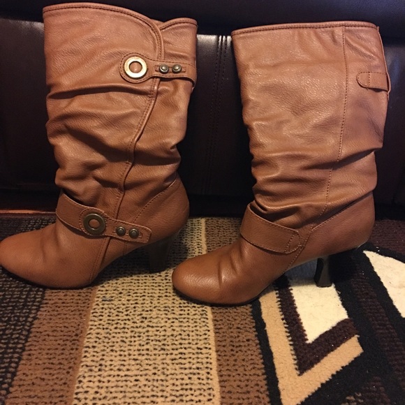 High heel brown boots