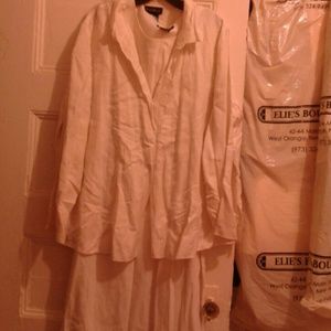 Off white linen dress with jacket