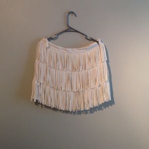 Cream fringe skirt