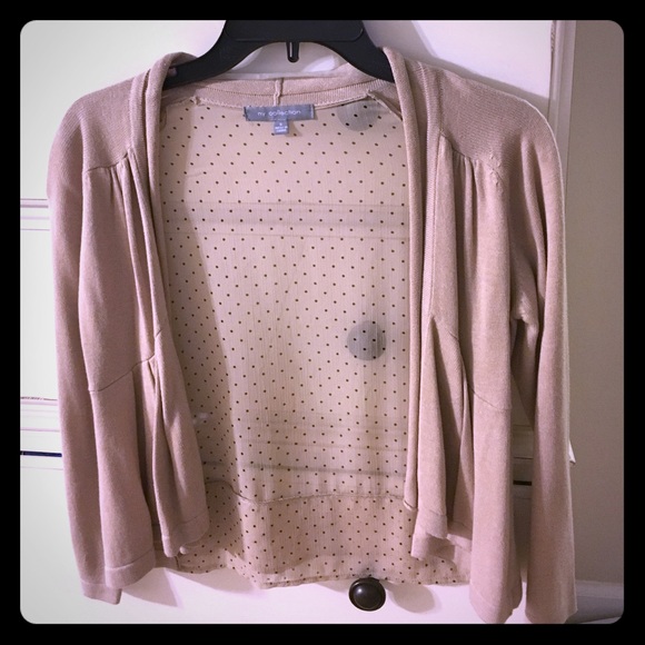 Tan shrug with polka dot back