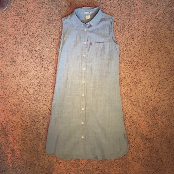 Chambray buttoned tank dress