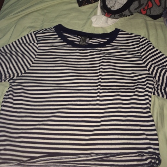Short sleeved, blue and white striped tee - Picture 1 of 3