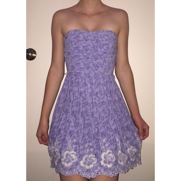 strapless blue rose- print dress!