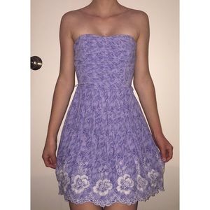 strapless blue rose- print dress!