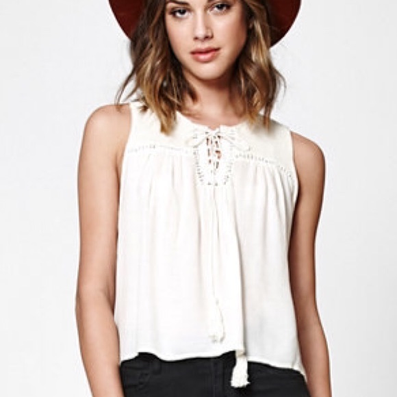 Lace up tassel crop top