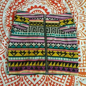 H&M Divided Neon Tribal Mini Bodycon Skirt