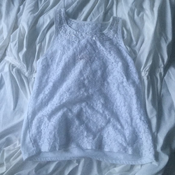 Lace tank top with beaded embellishments