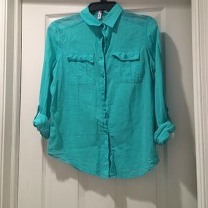 Teal long sleeve button up