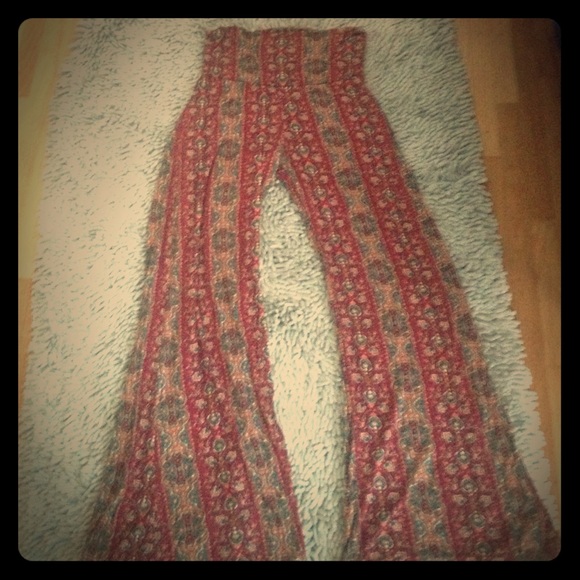 Red Boho bell bottomed pants