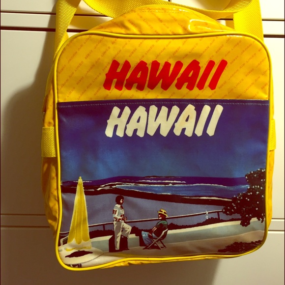 Yellow Hawaii bag Japanese airline old schoolbag