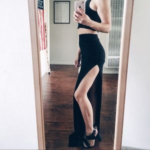 High Slit, High Waist Maxi Skirt