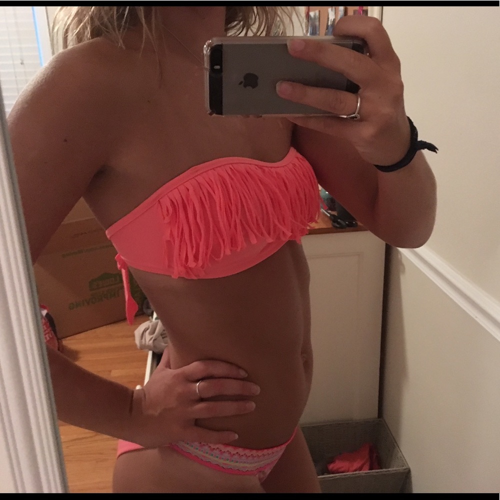 American eagle fringe swim top