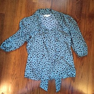 Teal cheetah blouse
