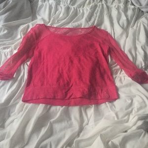 Half sleeve pink shirt with lace sleeves